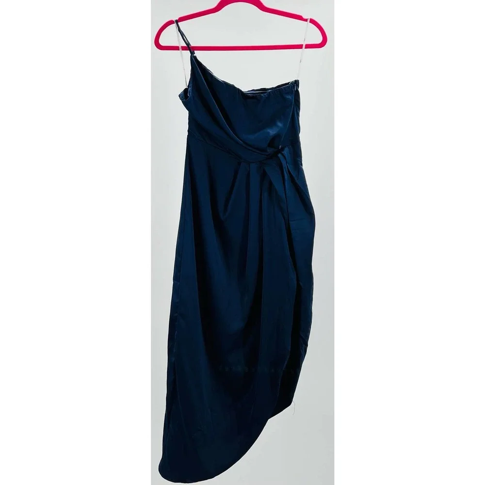 NWOT LULU'S Law of Attraction One-Shoulder Asymmetrical Midi Dress | Navy | S - Picture 10 of 10
